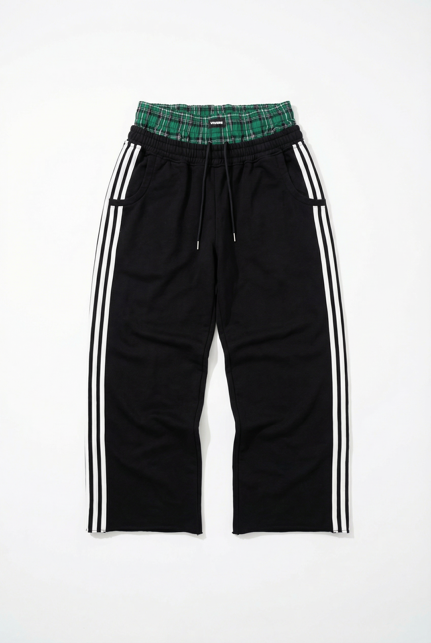 Double Waisted Boxer Baggy Sweatpants Black