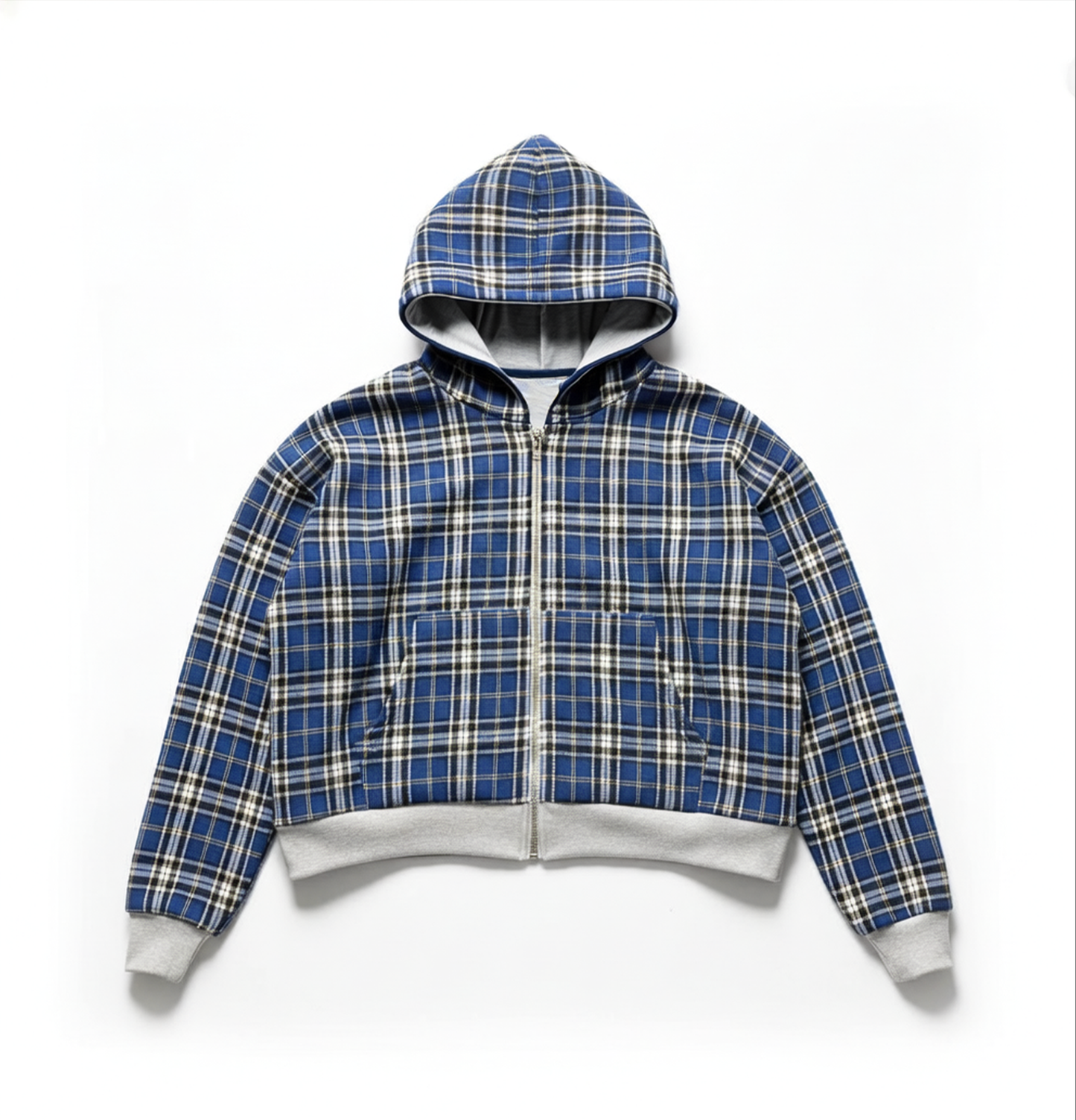 Blue Plaid Reversible Zip