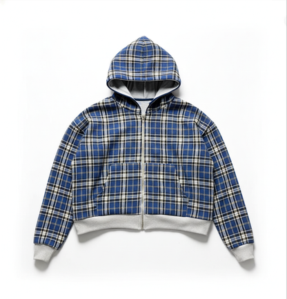 Blue Plaid Reversible Zip