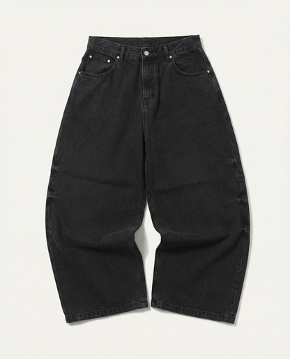 Balloon Baggy Denim Washed Black