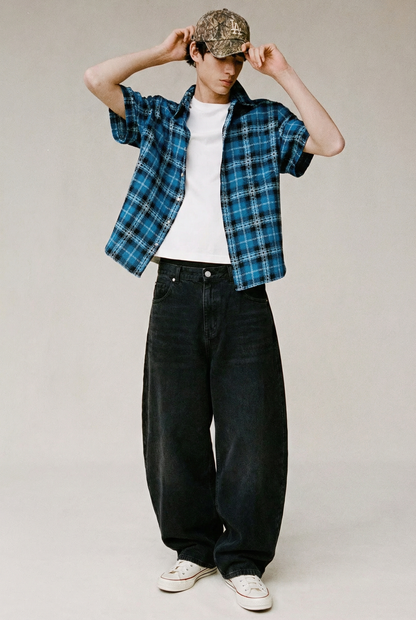 Balloon Baggy Denim Washed Black