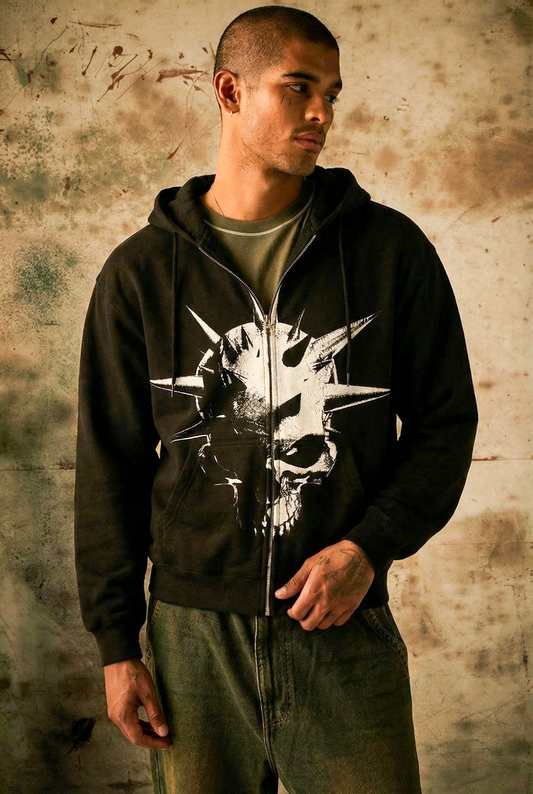 Pin Head Zip-Up Black